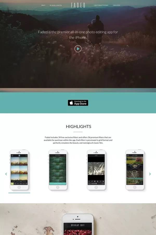 Faded - Landing design inspiration