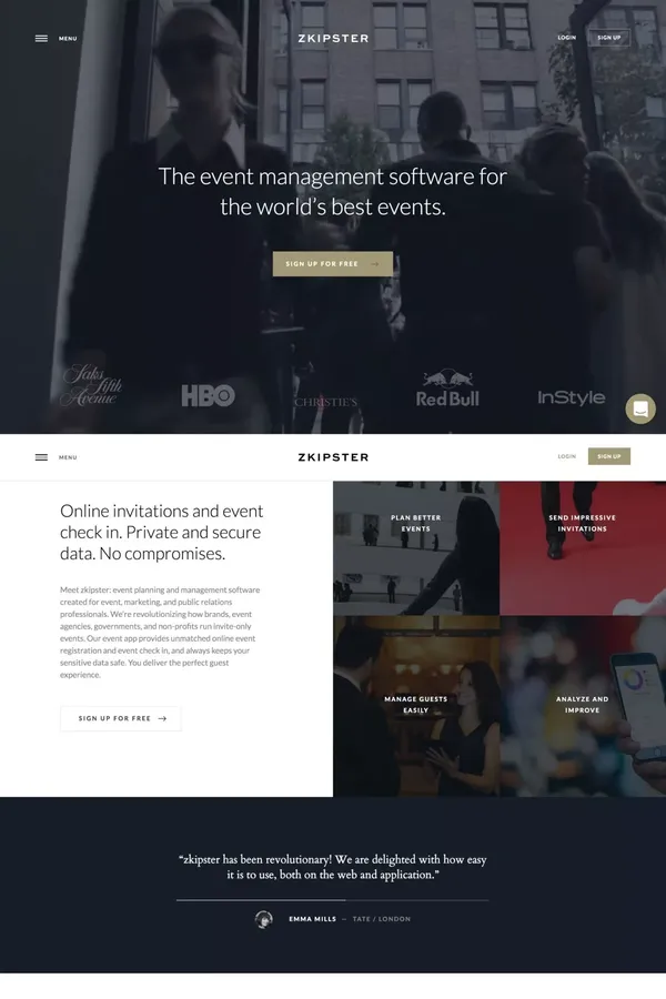 Event Management Software | Online Invitations & RSVP, Event Registration - Landing design inspiration