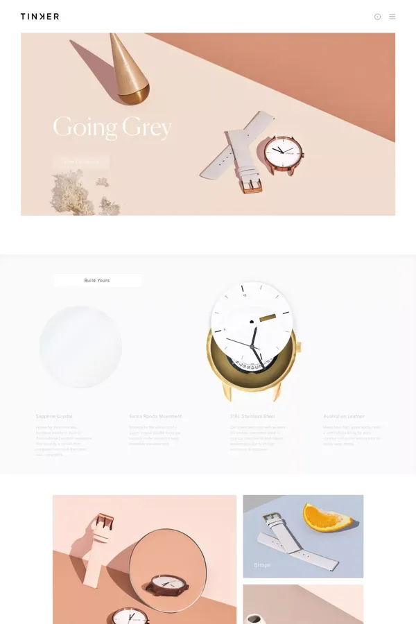 Tinker Watches - Ecommerce design inspiration