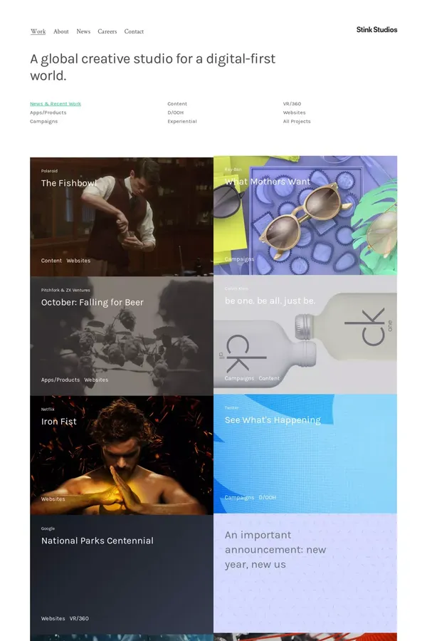 Stink Studios - Portfolio design inspiration