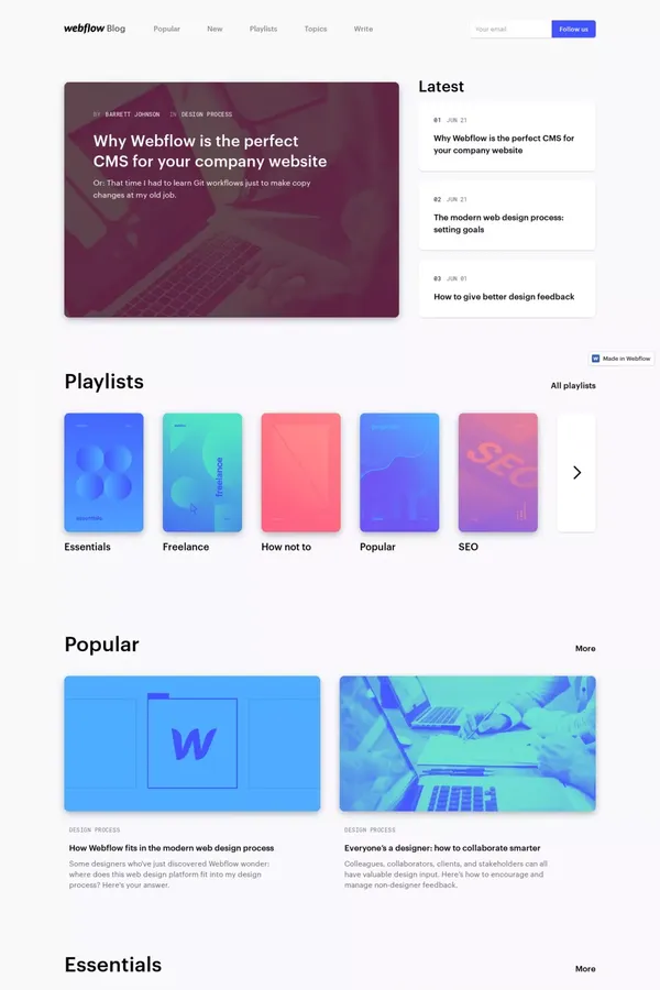 Responsive web design blog | Webflow - Blog design inspiration