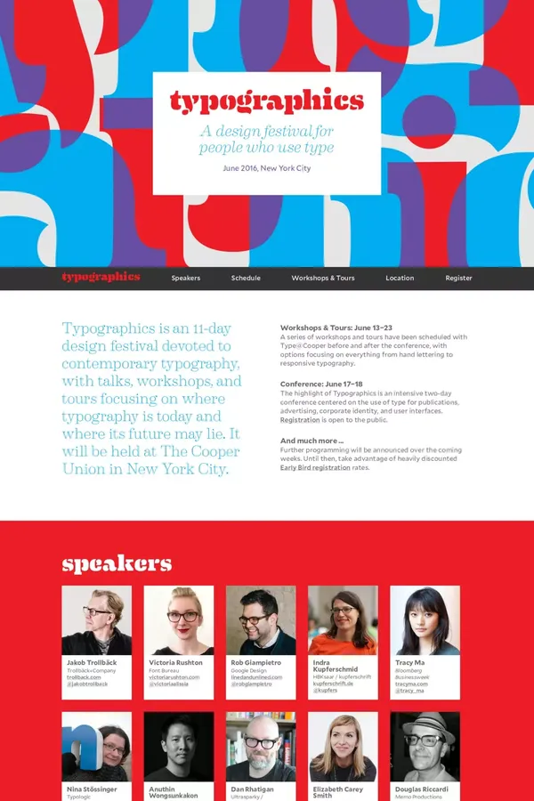 Typographics – A design festival for people who use type - Landing design inspiration