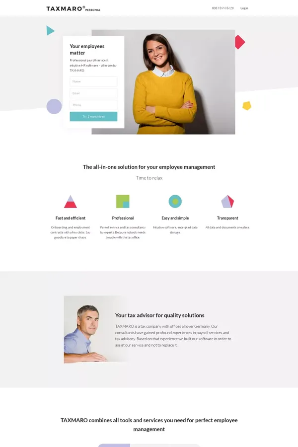 Taxmaro Personal Landing Page - Landing design inspiration