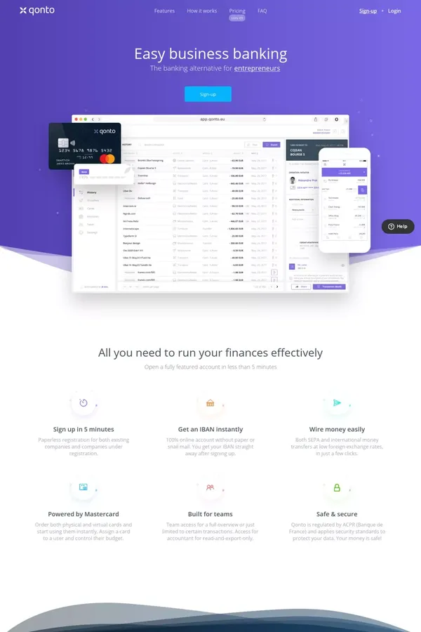 Qonto - Easy business banking - Landing design inspiration