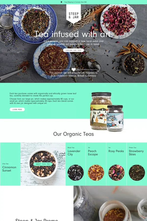 Steep & Jar - Landing design inspiration