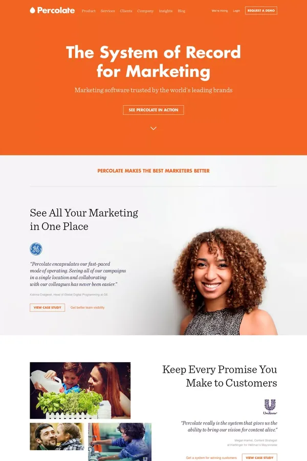 Percolate | Complete Marketing Software for Global Brands - Landing design inspiration