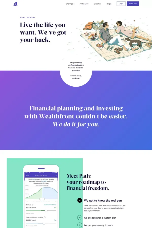Wealthfront - Planning & Investing Made Easy - Landing design inspiration