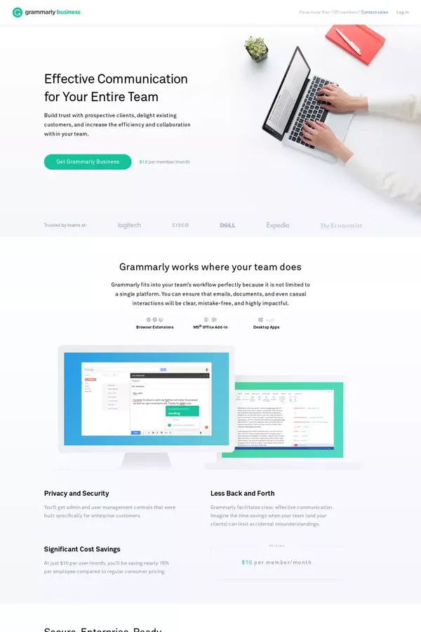 Grammarly Business - Polish Your Team’s Communication - Landing design inspiration