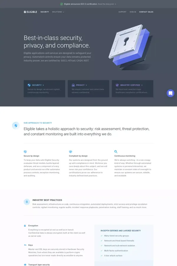 Security - Eligible - Landing design inspiration