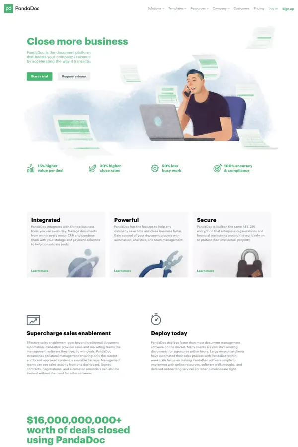PandaDoc Document Management Software - Automate Your Business - Landing design inspiration