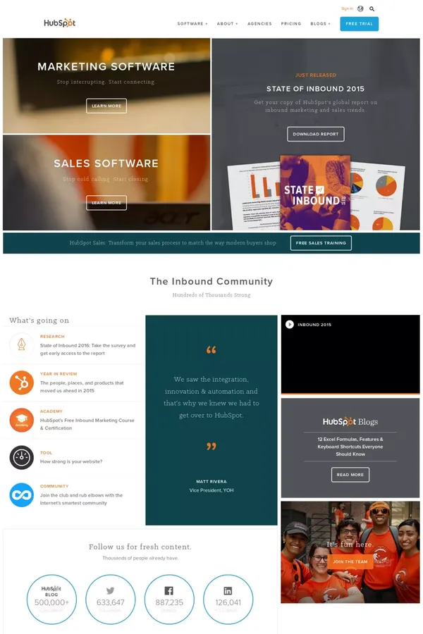 HubSpot | Inbound Marketing & Sales Software - Landing design inspiration