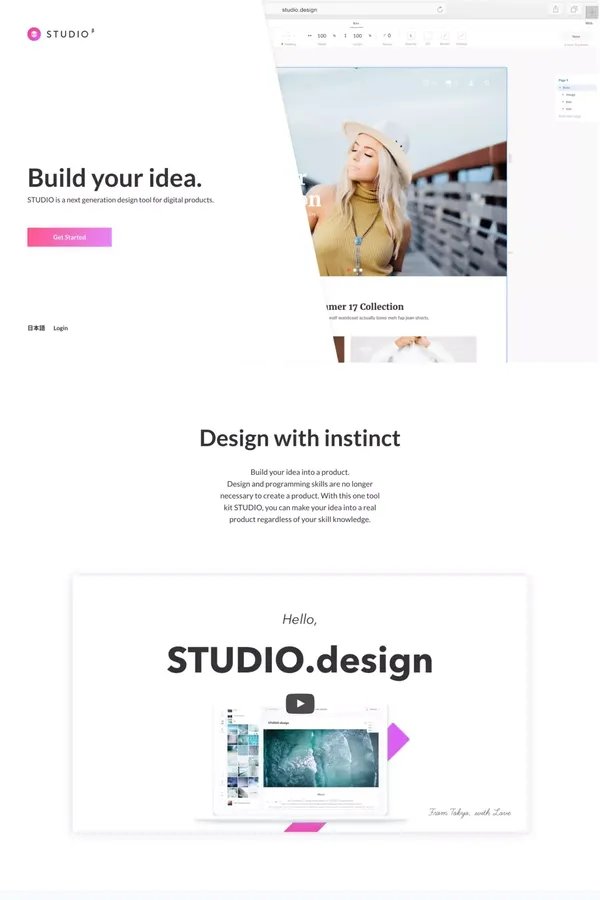 STUDIO - Next generation DESIGN tool for digital products - Landing design inspiration