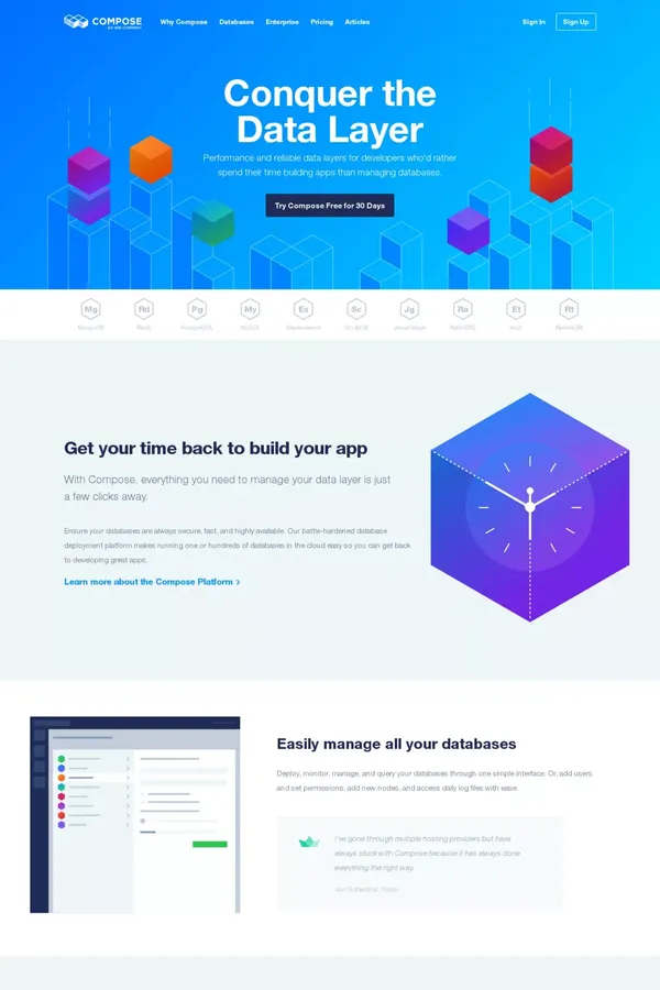 Cloud Database Platform | Compose - Landing design inspiration