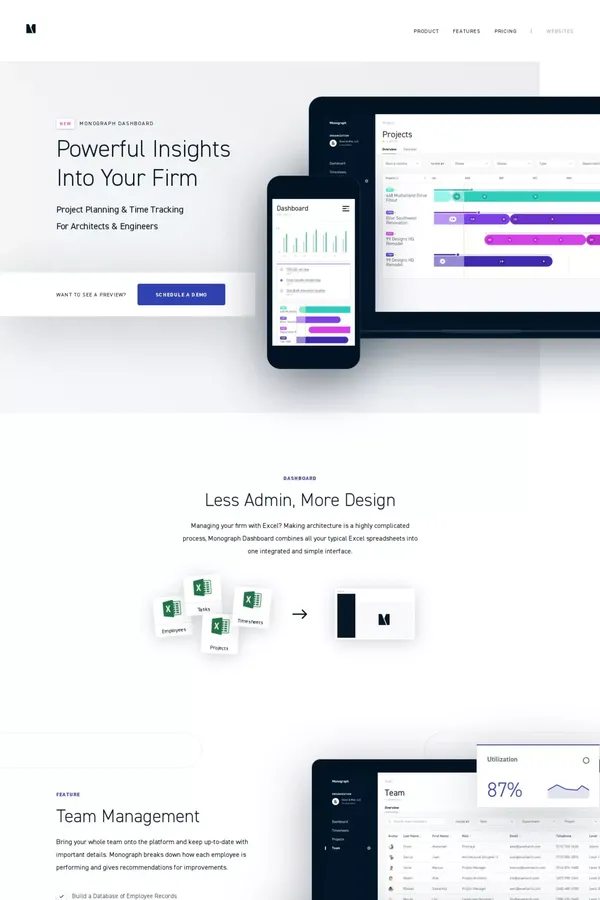 Project Planning and Time Tracking for Architects — Monograph - Landing design inspiration