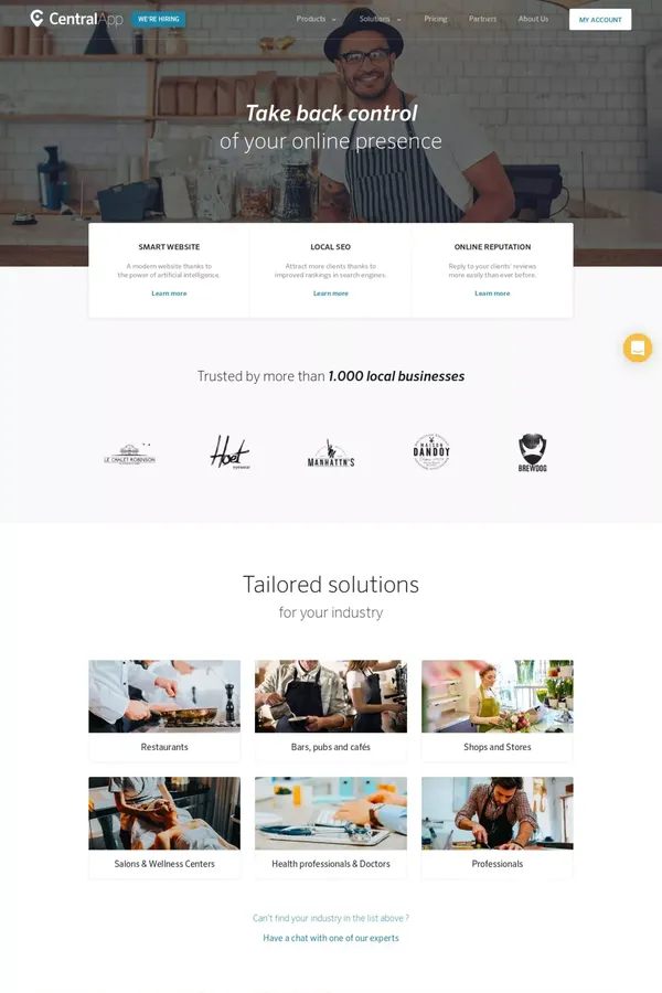 CentralApp - Your business, found and chosen online - Landing design inspiration