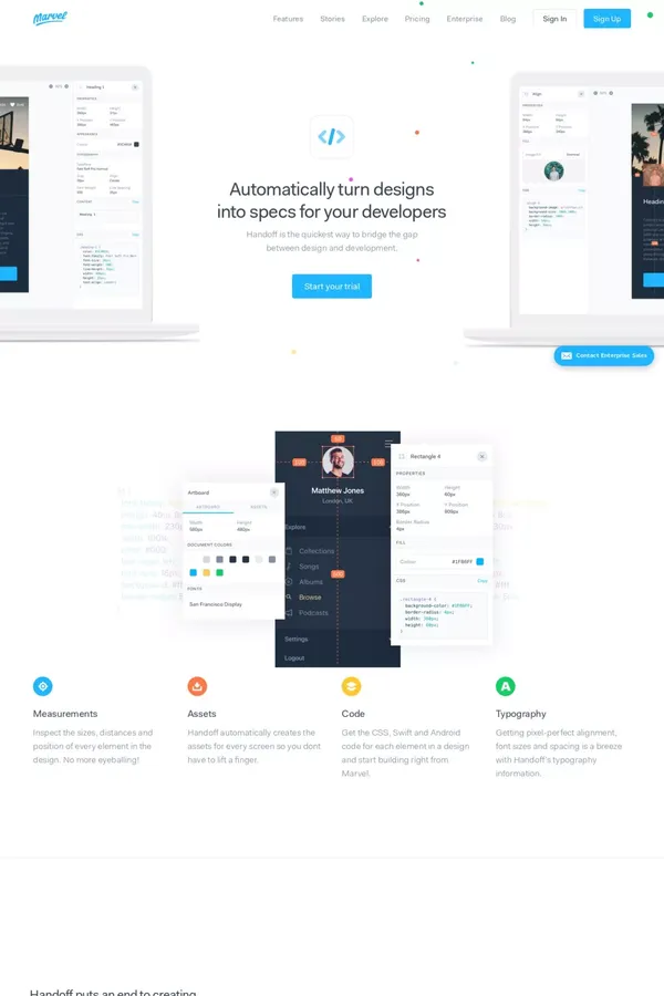 Free mobile & web prototyping (iOS, Android) for designers – Marvel - Landing design inspiration
