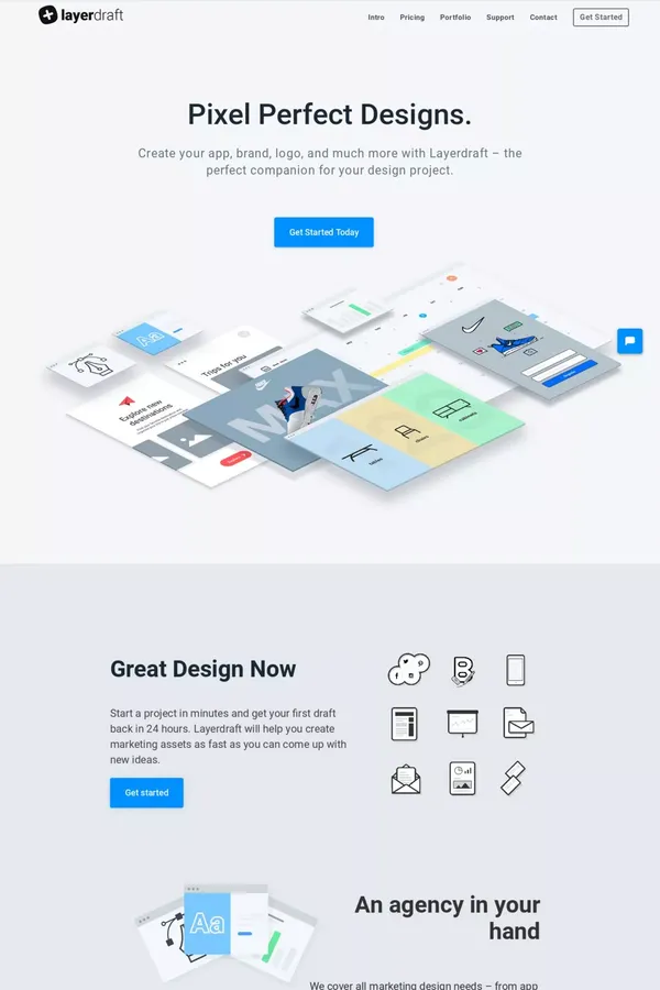 Layerdraft - Pixel Perfect Designs. - Landing design inspiration