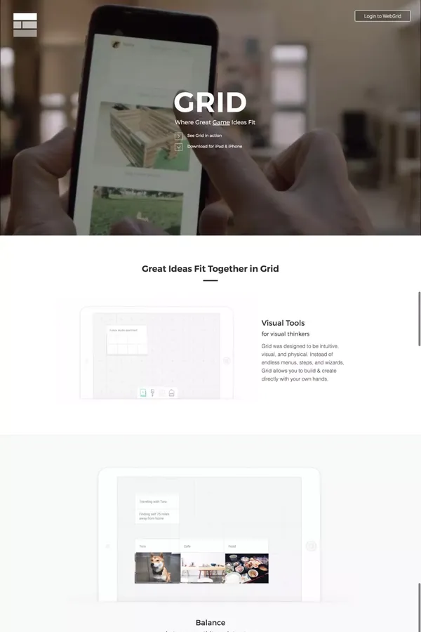 GRID - Landing design inspiration