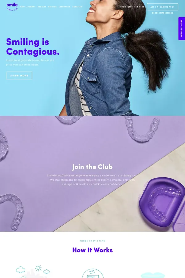 Our Invisible Braces Straighten Teeth At Home - SmileDirectClub - Landing design inspiration
