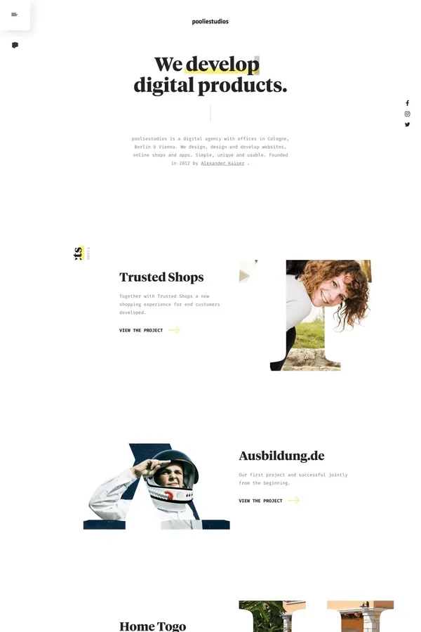 pooliestudios ★ Digitalagentur von Alexander Kaiser & Freunden - Portfolio design inspiration
