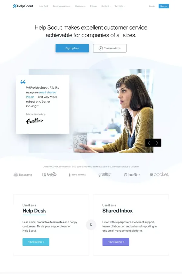 Help Scout | Simple Customer Service Software and Education - Landing design inspiration