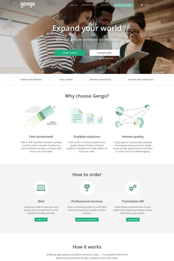 Professional Translation Services - Gengo - Landing design inspiration