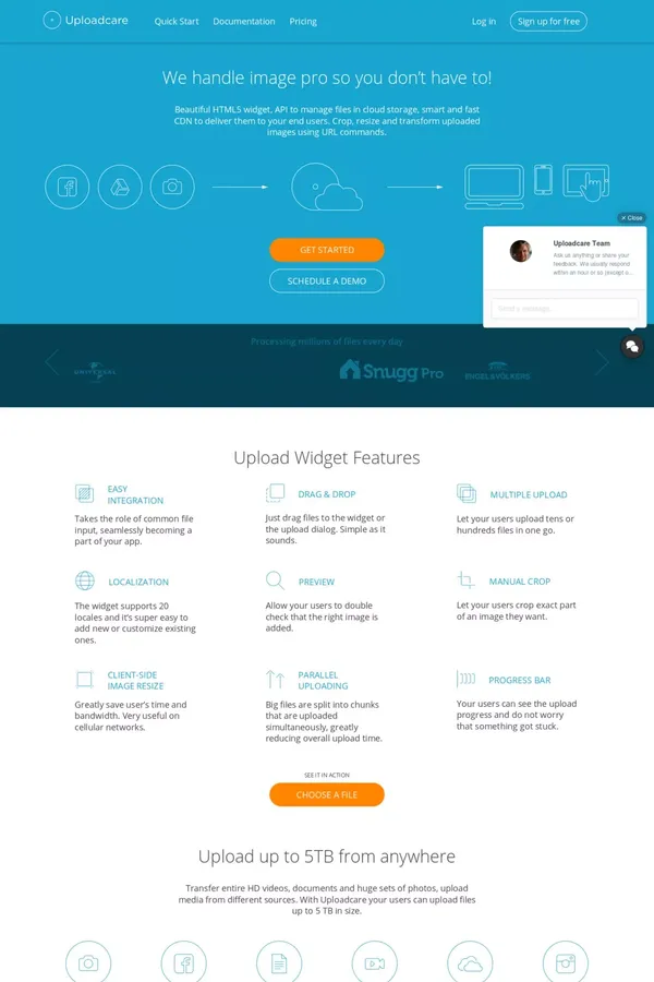 Uploadcare: File Upload Widget, Cloud Storage with API, and CDN - Landing design inspiration