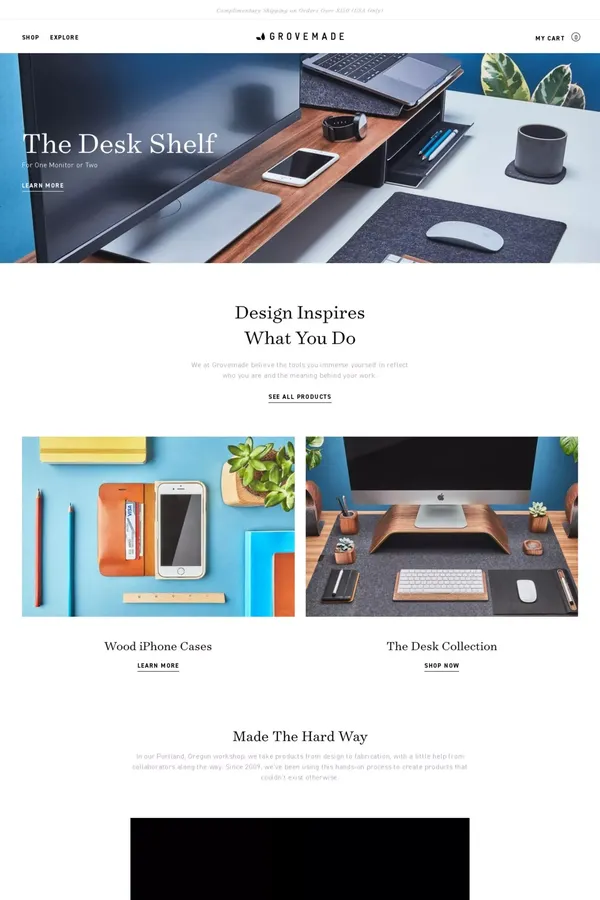 Grovemade: Wooden iPhone Cases, Desk & Mac Accessories - Ecommerce design inspiration