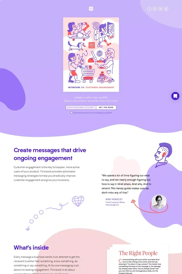Intercom on Customer Engagement - Landing design inspiration