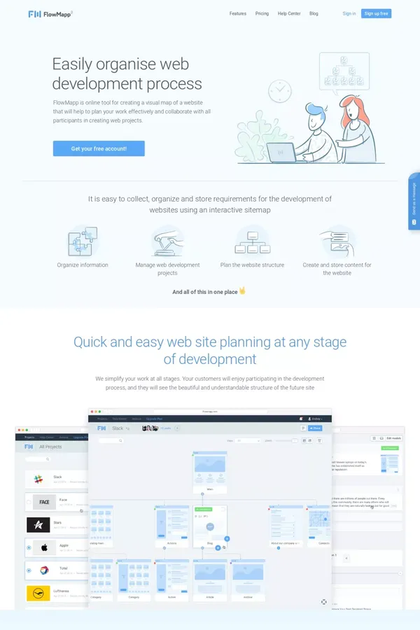FlowMapp – Powerful visual sitemap tool for planning website development and collaborate with others - Landing design inspiration