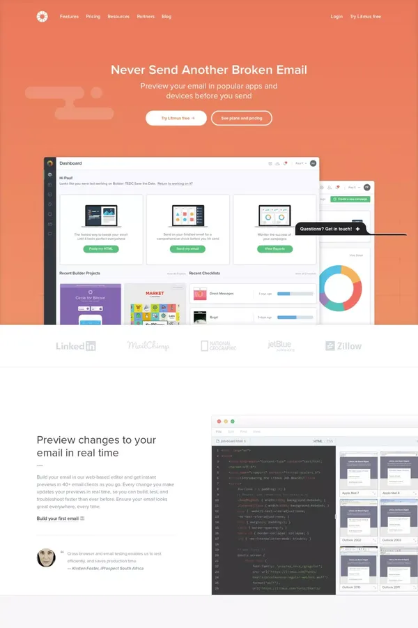 Litmus - Email Testing and Email Marketing Analytics - Landing design inspiration