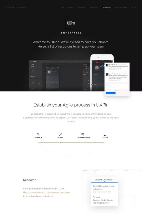 UXPin | Enterprise Onboarding Resources - Landing design inspiration