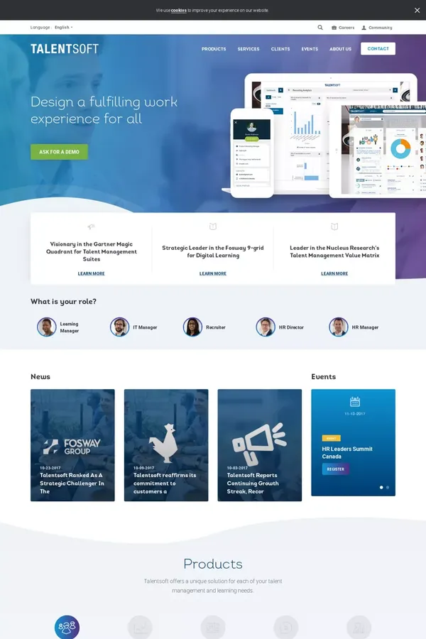Talentsoft - HR software solutions for talent management - Talentsoft puts employees' professional growth at the heart of your company's HR processes with flexible cloud-based talent-management software. - website design inspiration