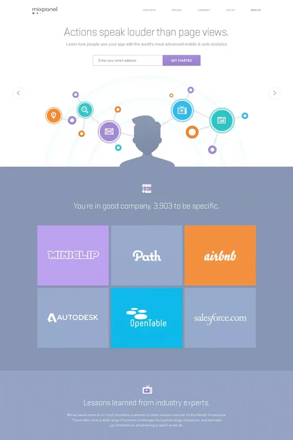 Mixpanel - Landing design inspiration