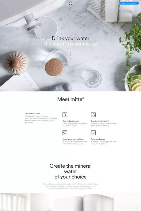 mitte® — First Water Purifier and Water Vitalizer System of its Kind - Landing design inspiration