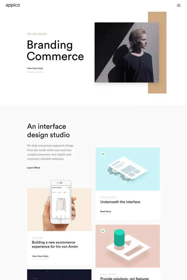 Appico - User experience and interface design studio - Portfolio design inspiration