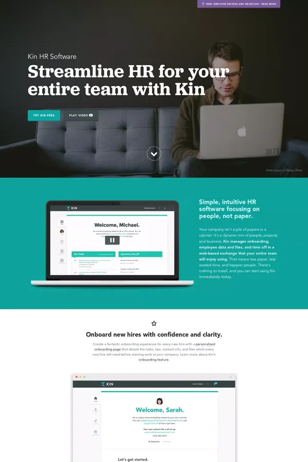 HR Software | Kin HR - Landing design inspiration