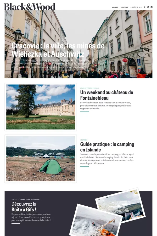 Black and Wood – Le blog voyage et lifestyle - Blog design inspiration