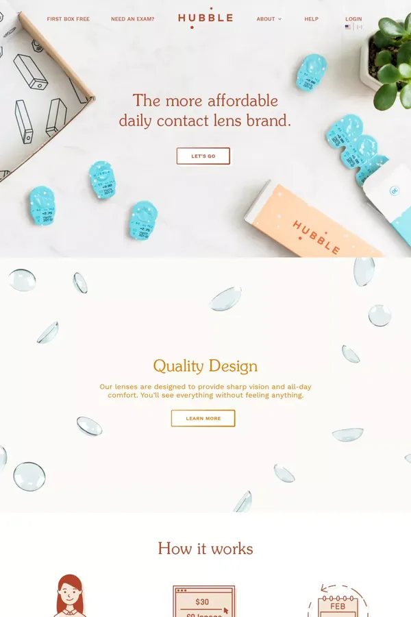 HUBBLE | The More Affordable Daily Contact Lens Brand. - Ecommerce design inspiration