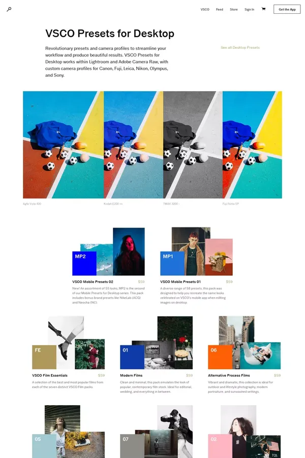 VSCO Film Lightroom Presets | VSCO - Landing design inspiration