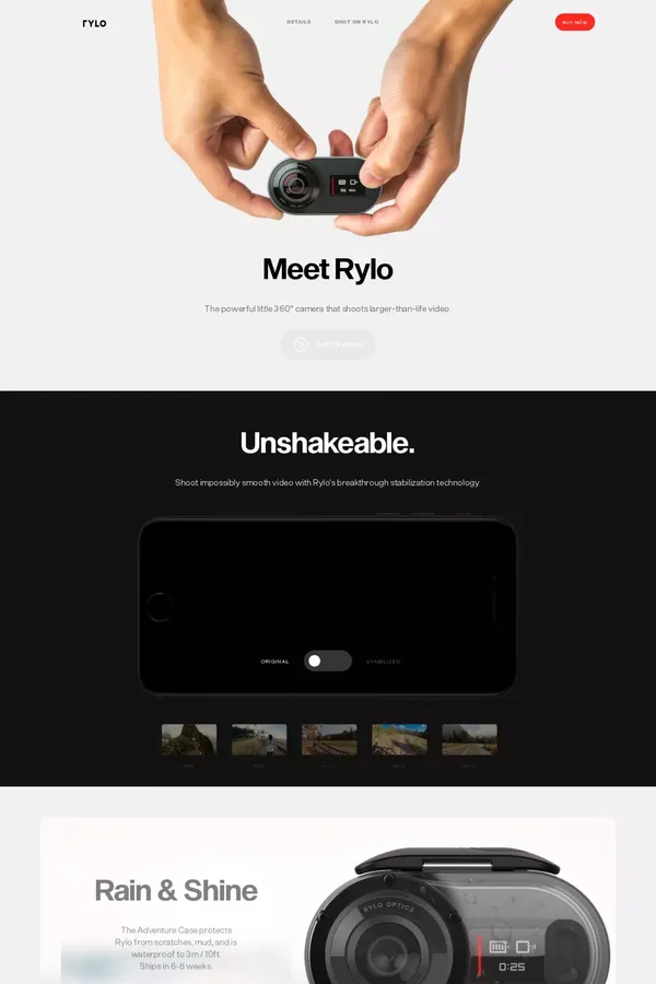 Rylo - The powerful little 360 camera - Landing design inspiration