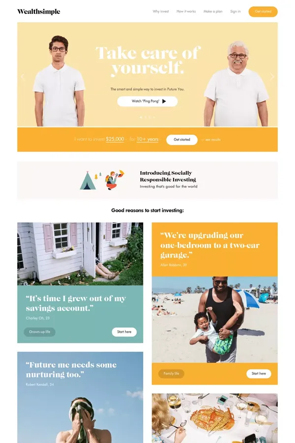 Wealthsimple | Invest in Future You - Landing design inspiration