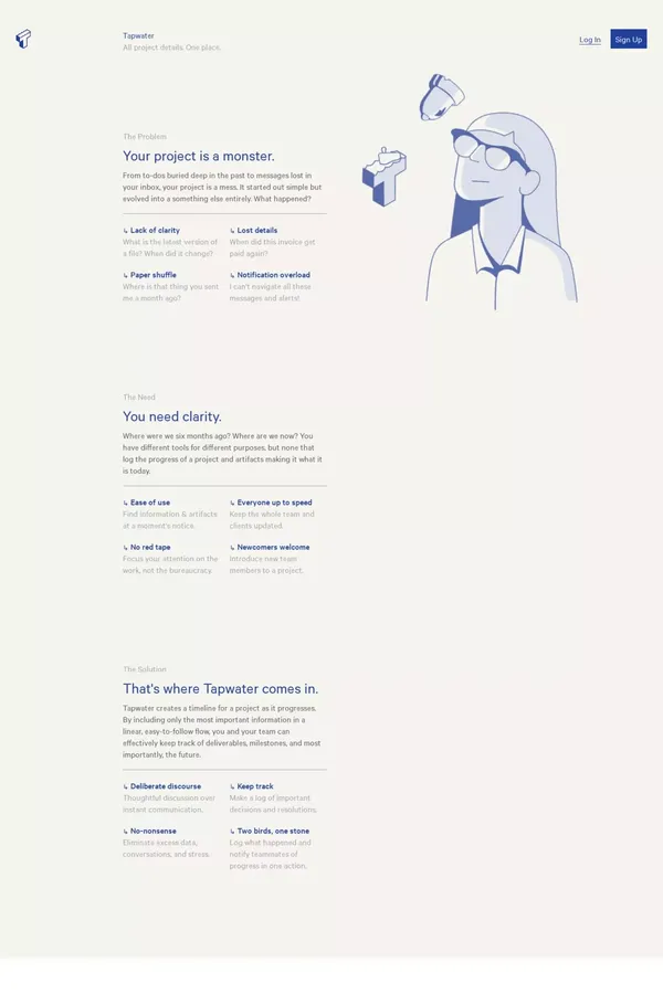 Tapwater - Landing design inspiration