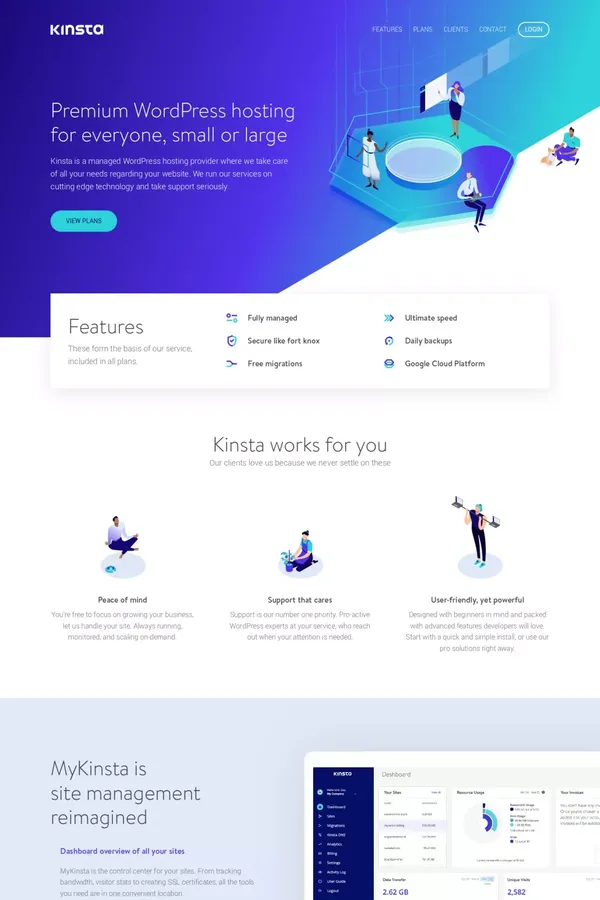 Kinsta Managed WordPress Hosting - Powered By Google Cloud - Landing design inspiration
