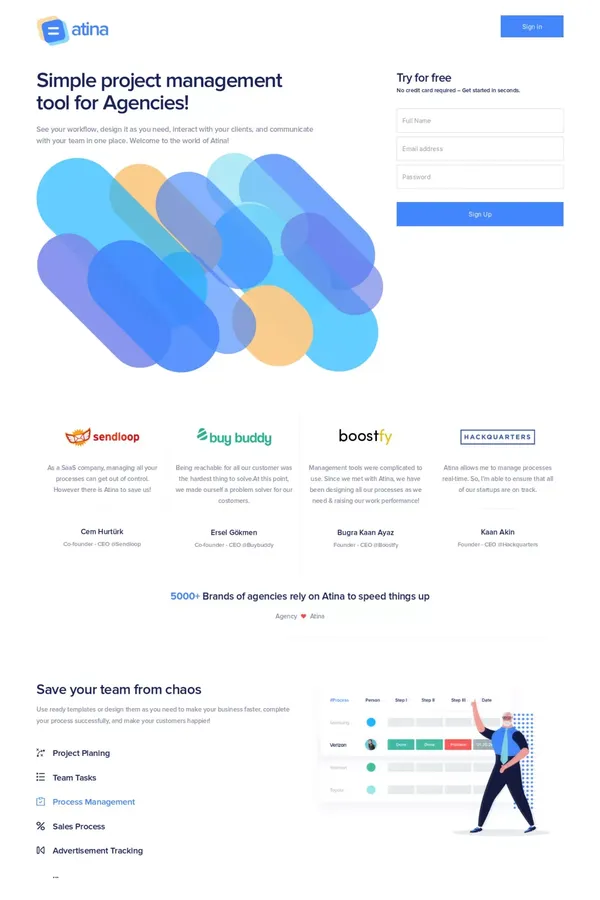 atina.io - Landing design inspiration
