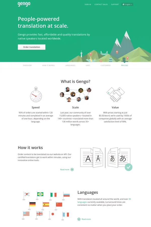 Gengo - Professional Translation Services by Gengo - Landing design inspiration