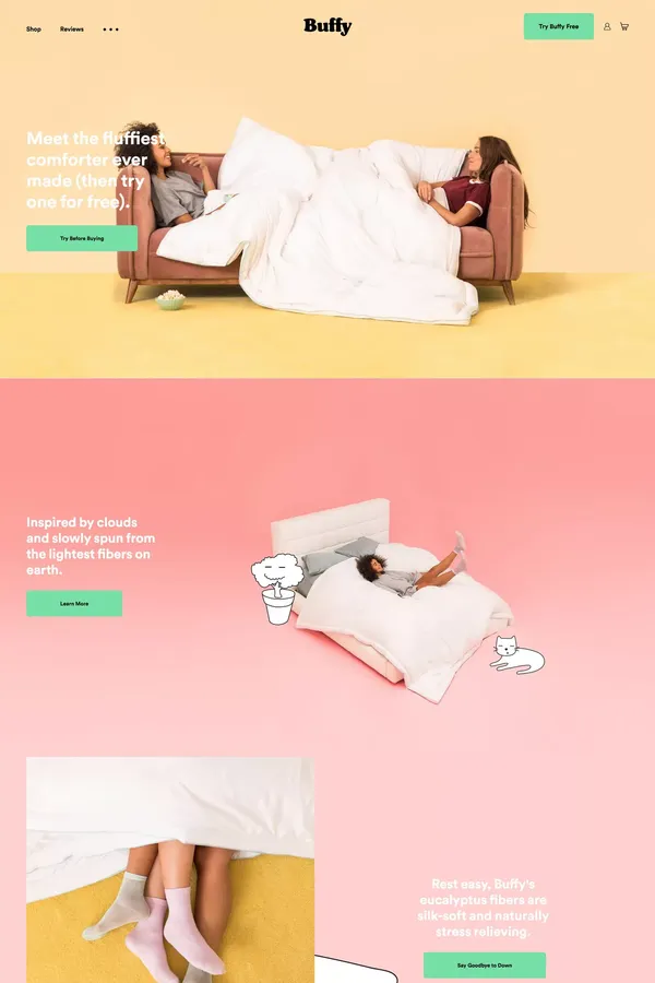 The Most Comfortable Comforter On Earth | Buffy - Landing design inspiration