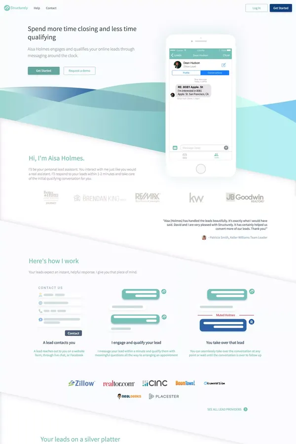 Aisa Holmes by Structurely | AI Inside Sales Agent (ISA) - Landing design inspiration
