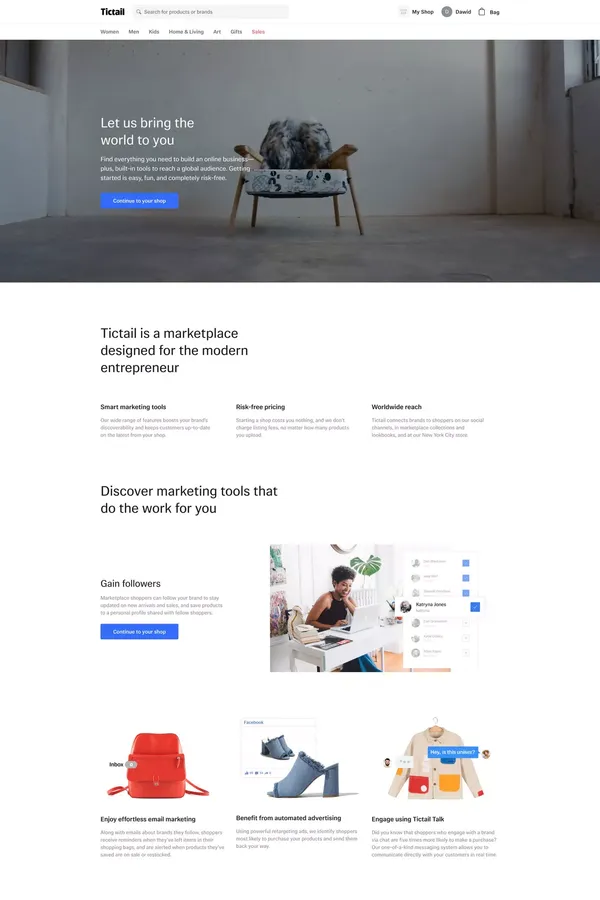 Sell on Tictail • Tictail - Landing design inspiration