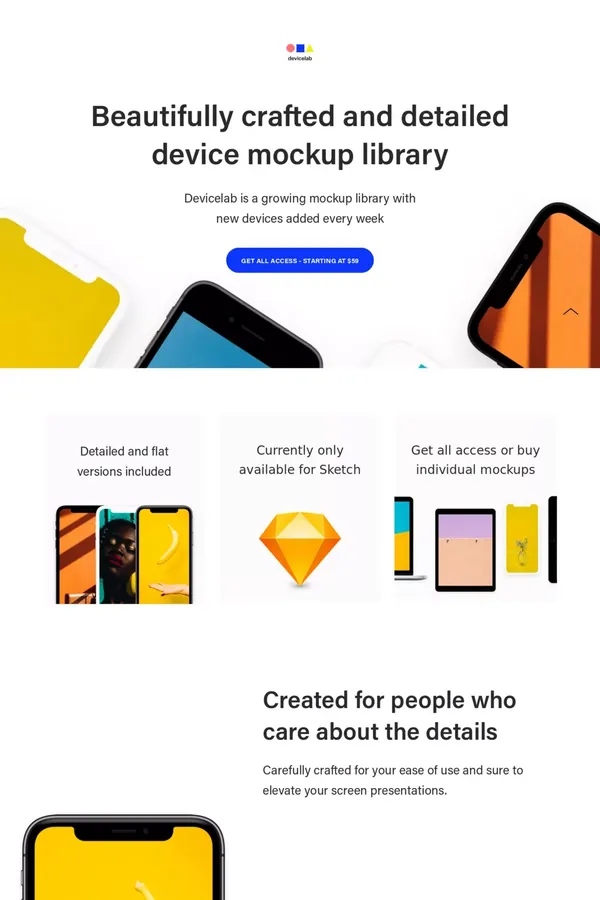 Devicelab – Beautifully crafted and detailed device mockup library - Landing design inspiration